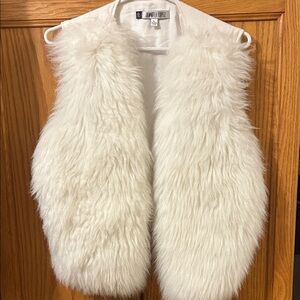 Jennifer Lopez Ivory Faux Fur Vest